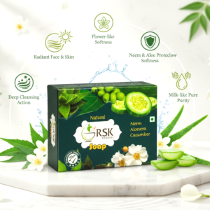 RSK Herbal Cucumber Soap Pack of 2 | 80gm Each | Cucumber, Aloe Vera & Neem | Herbal Face & Bath Soap for Fresh, Clean & Soft-Feeling Skin