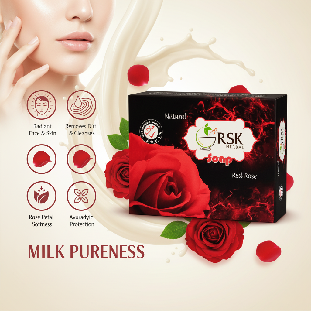 RSK Herbal Red Rose Soap Pack of 2 | 80gm Each | Herbal Face & Bath Soap for Cleansing, Fresh & Soft-Looking Skin - Image 5