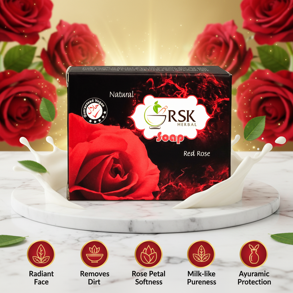 RSK Herbal Red Rose Soap Pack of 2 | 80gm Each | Herbal Face & Bath Soap for Cleansing, Fresh & Soft-Looking Skin - Image 6