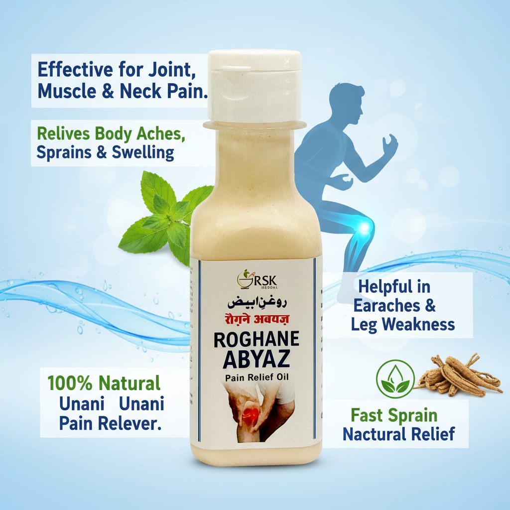 Roghan Abiyaz Oil 100ml | Unani Massage Oil for Muscle, Joint & Body Care - Image 2