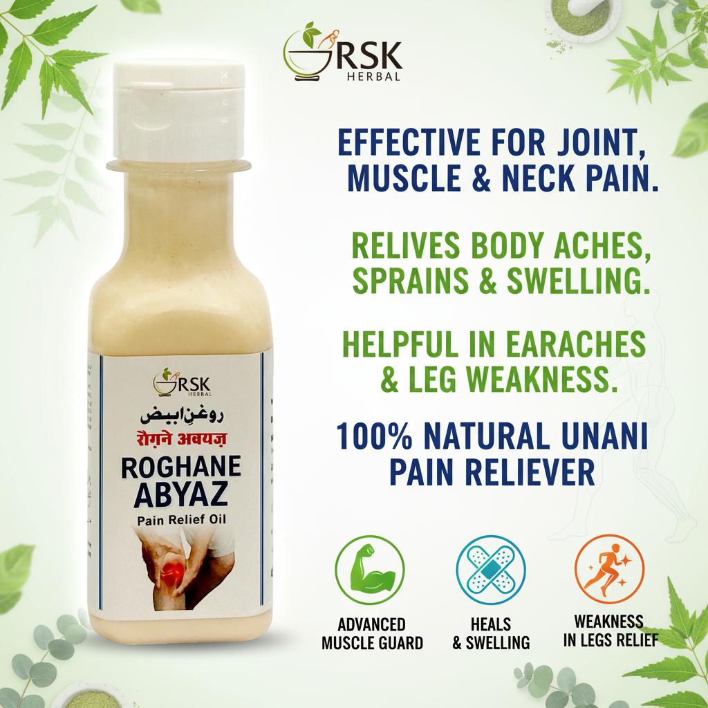 Roghan Abiyaz Oil 100ml | Unani Massage Oil for Muscle, Joint & Body Care - Image 3