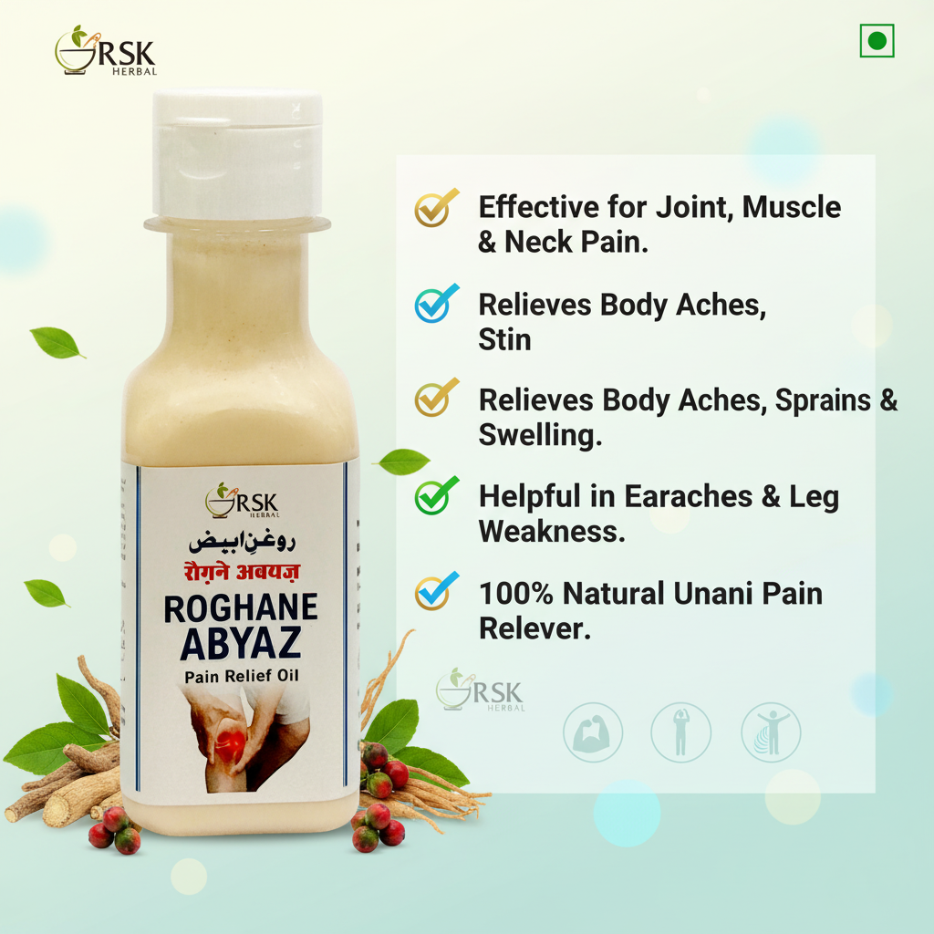Roghan Abiyaz Oil 100ml | Unani Massage Oil for Muscle, Joint & Body Care - Image 4